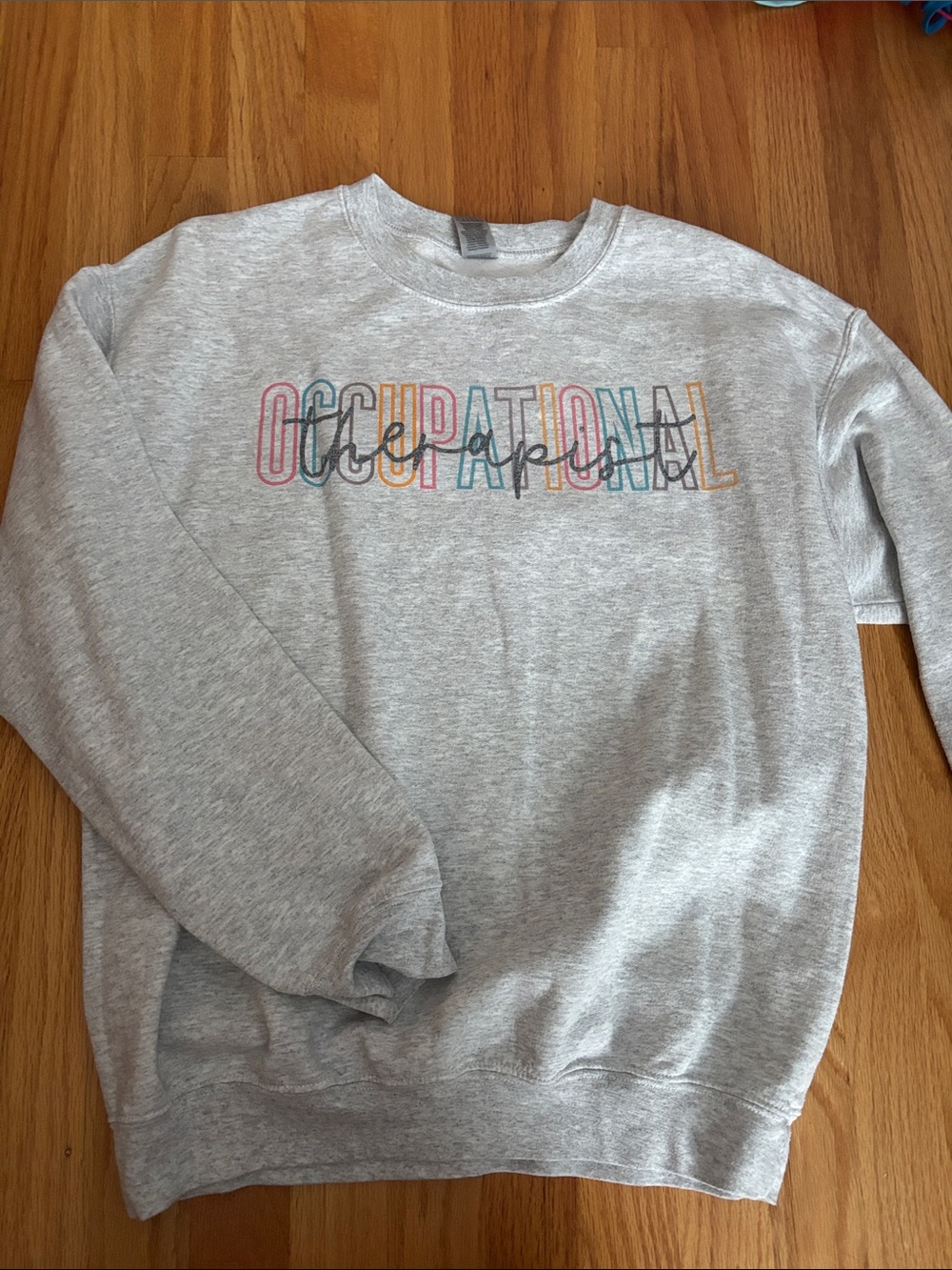 Gray occupational therapy graphic crew neck sweatshirt
